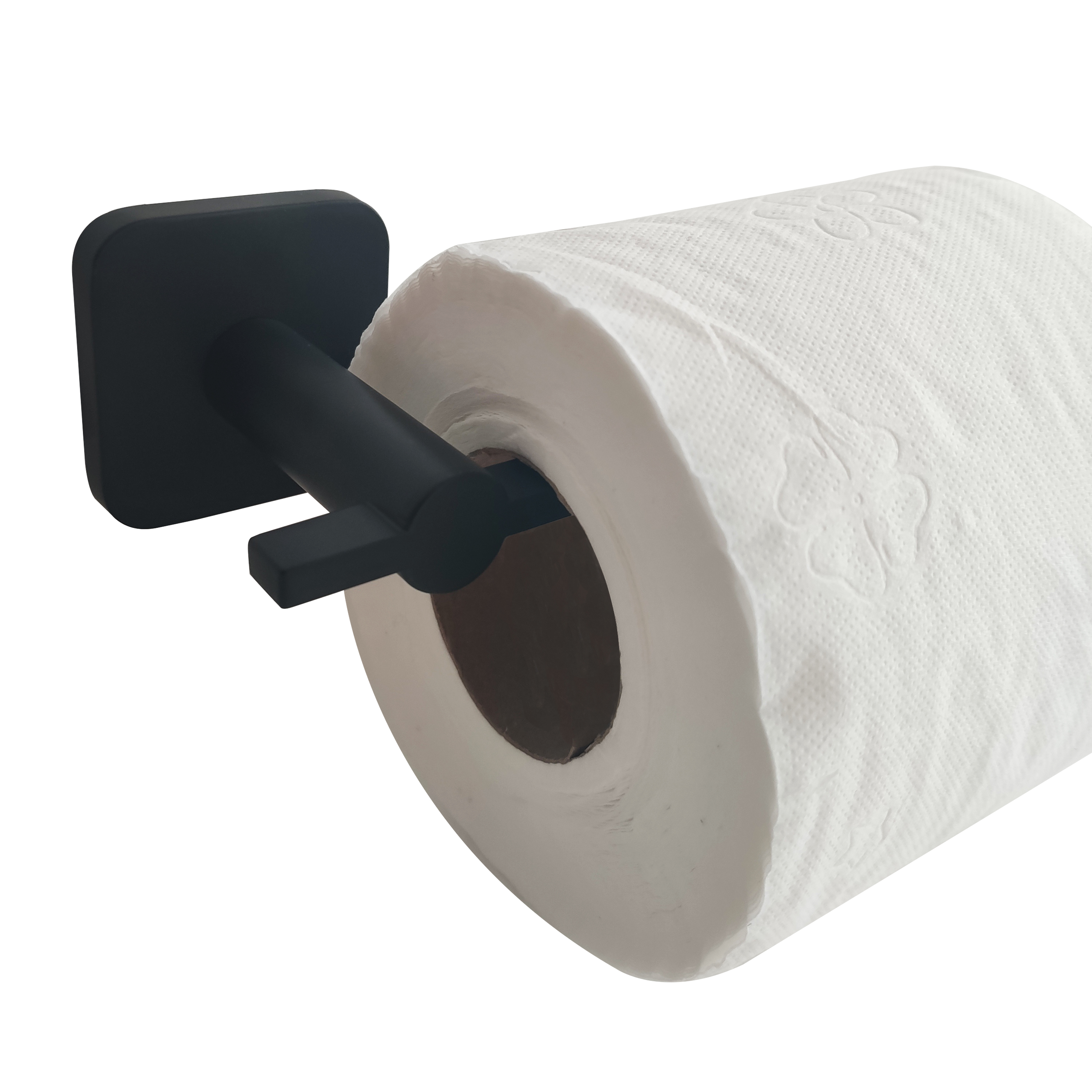 Suporte Porta Papel Higiênico De Parede Quadrado Para Banheiro Preto