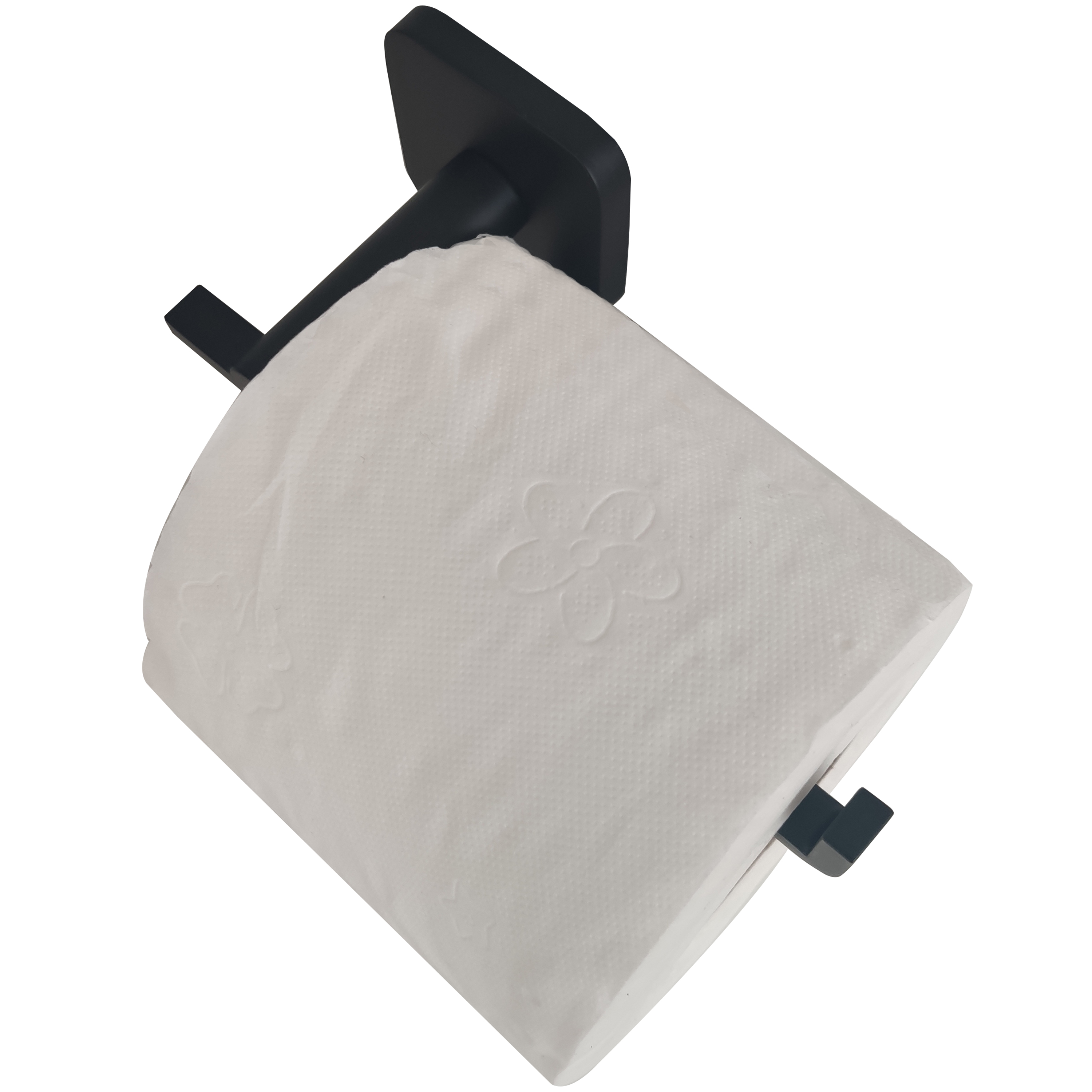 Suporte Porta Papel Higiênico De Parede Quadrado Para Banheiro Preto