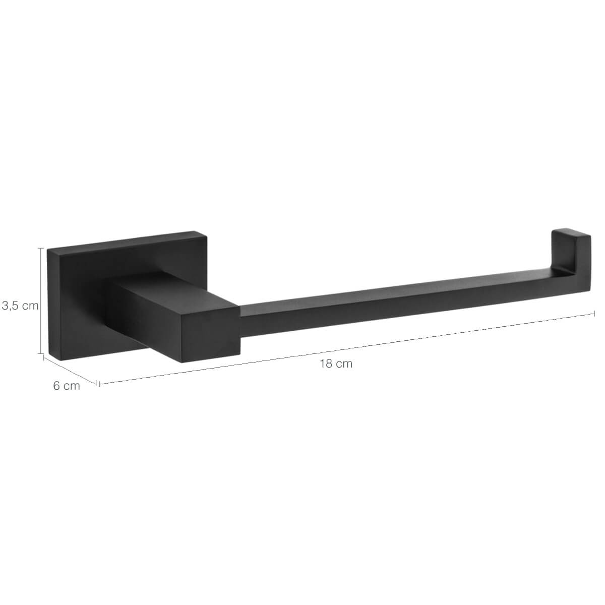 Suporte Porta Papel Higiênico Preto Quadrado De Metal Papeleira Banheiro