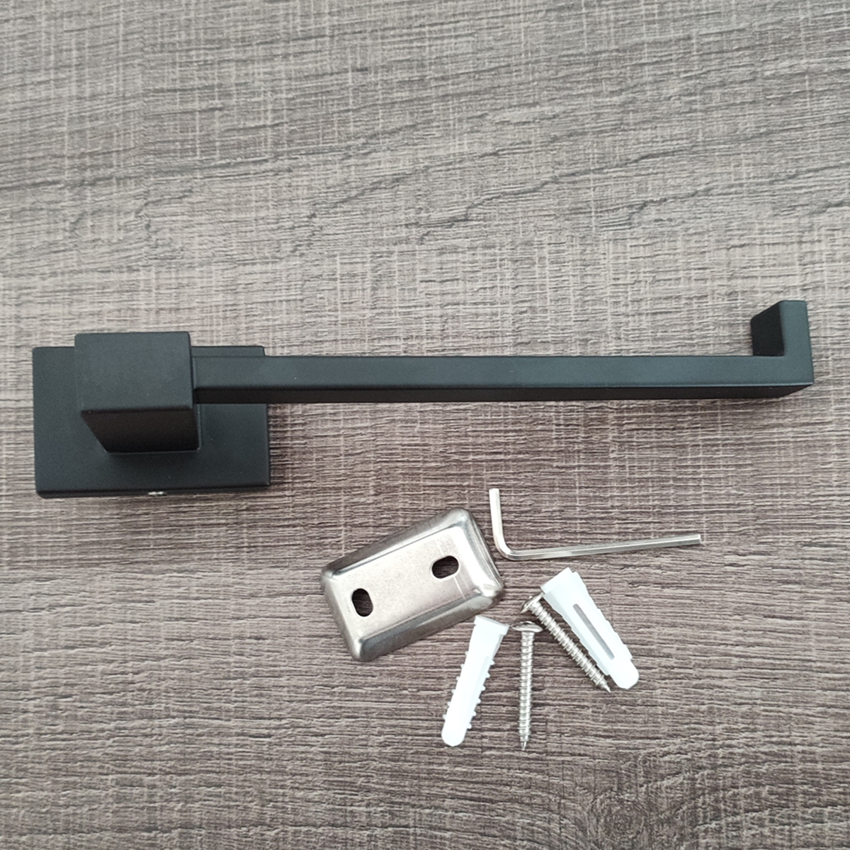 Suporte Porta Papel Higiênico Preto Quadrado De Metal Papeleira Banheiro