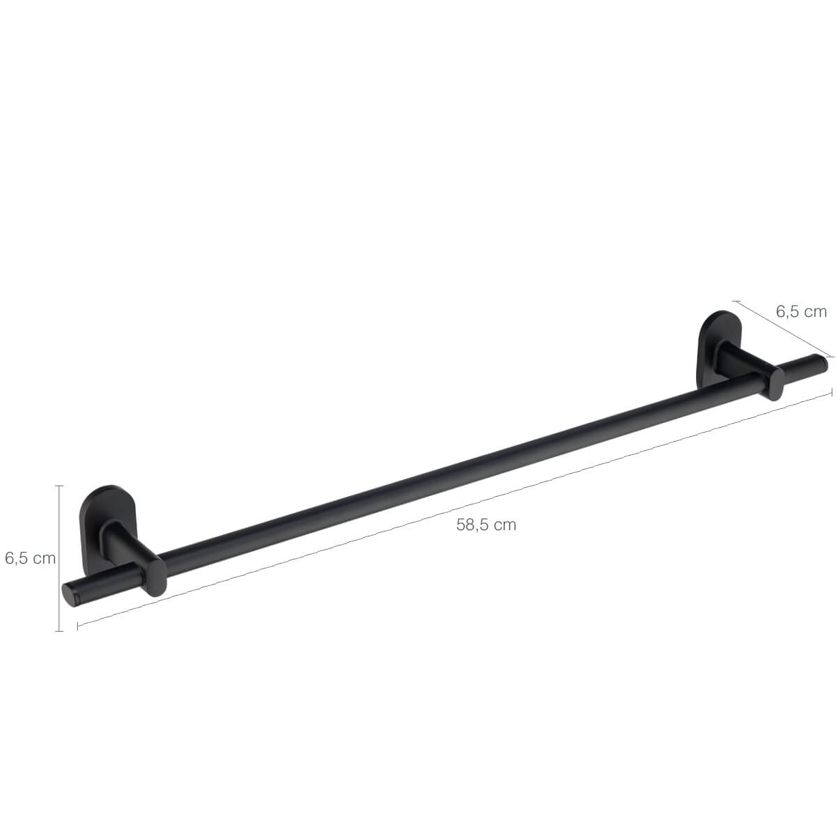 Suporte Toalha Banheiro Toalheiro De Parede 59cm Oval Preto