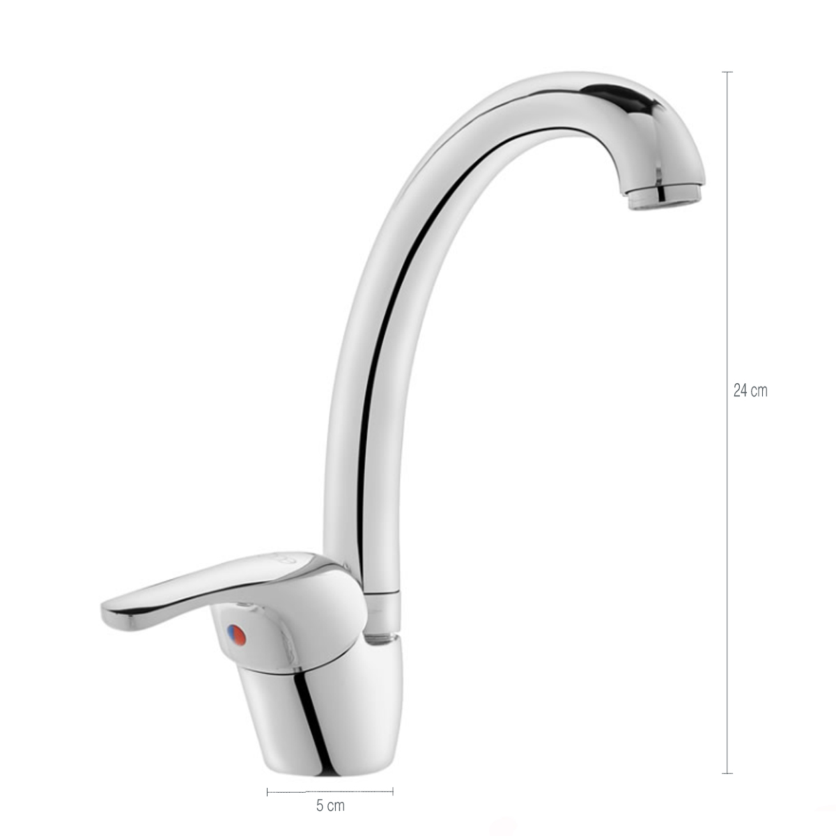 Torneira Bica Alta De Latão Cromado Monocomando Para Cozinha Eco Metais