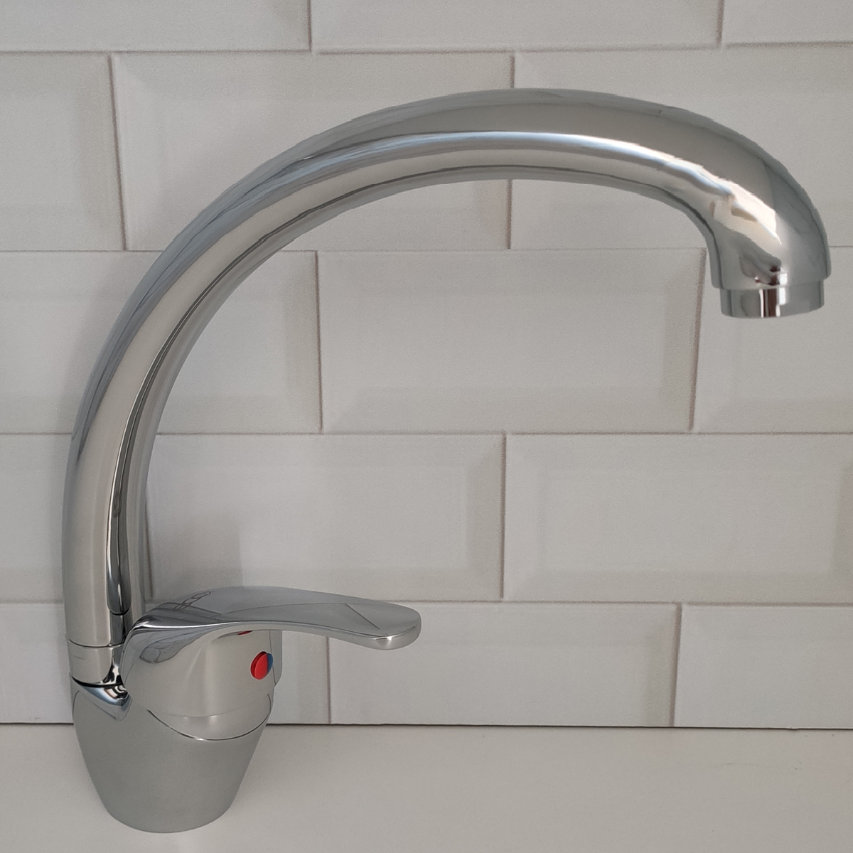 Torneira Bica Alta De Latão Cromado Monocomando Para Cozinha Eco Metais