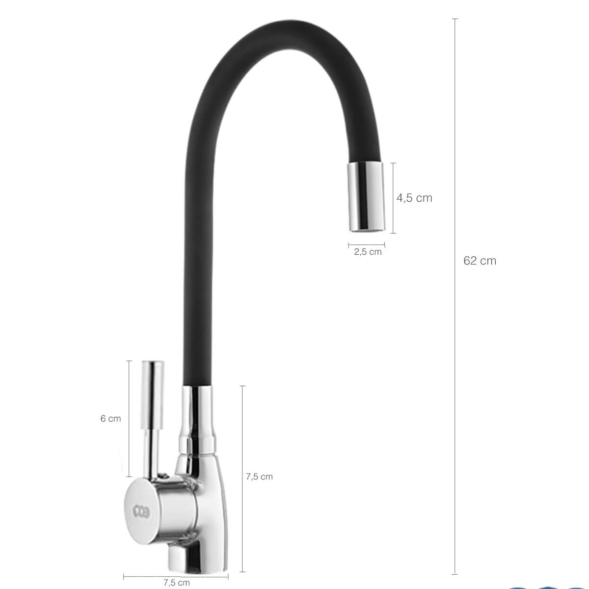Torneira Gourmet Flexível De Balcão Monocomando Cozinha Bica Preta