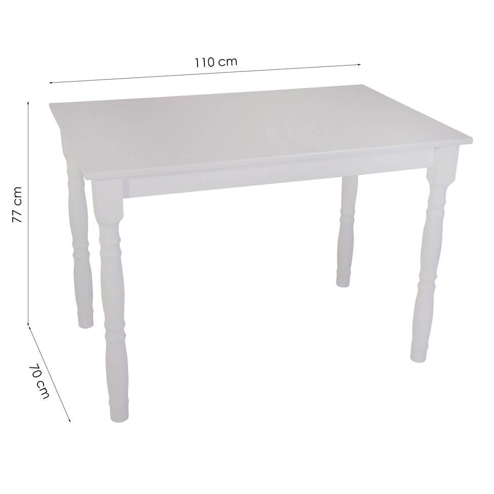 Mesa de Jantar Retangular Dalas Branco 110 cm