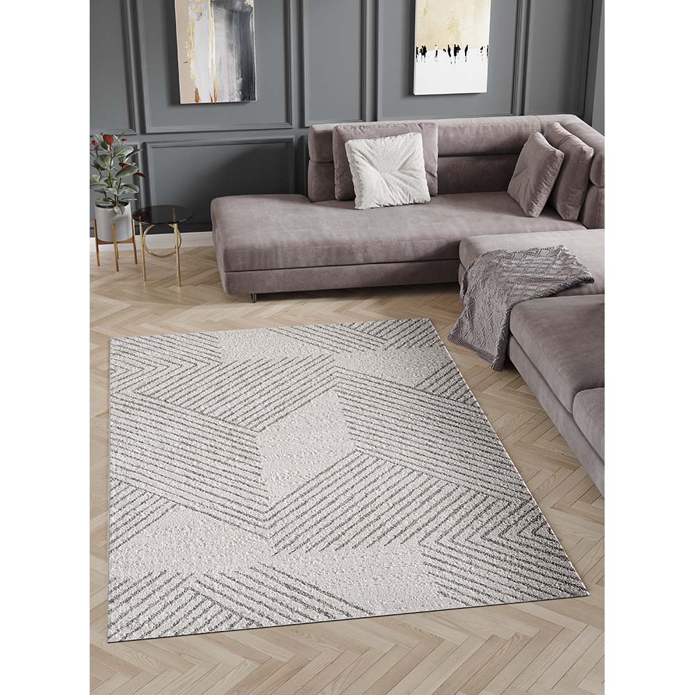 Tapete Dixon 03 Bege-Cinza 0,50X1,00M - Edantex