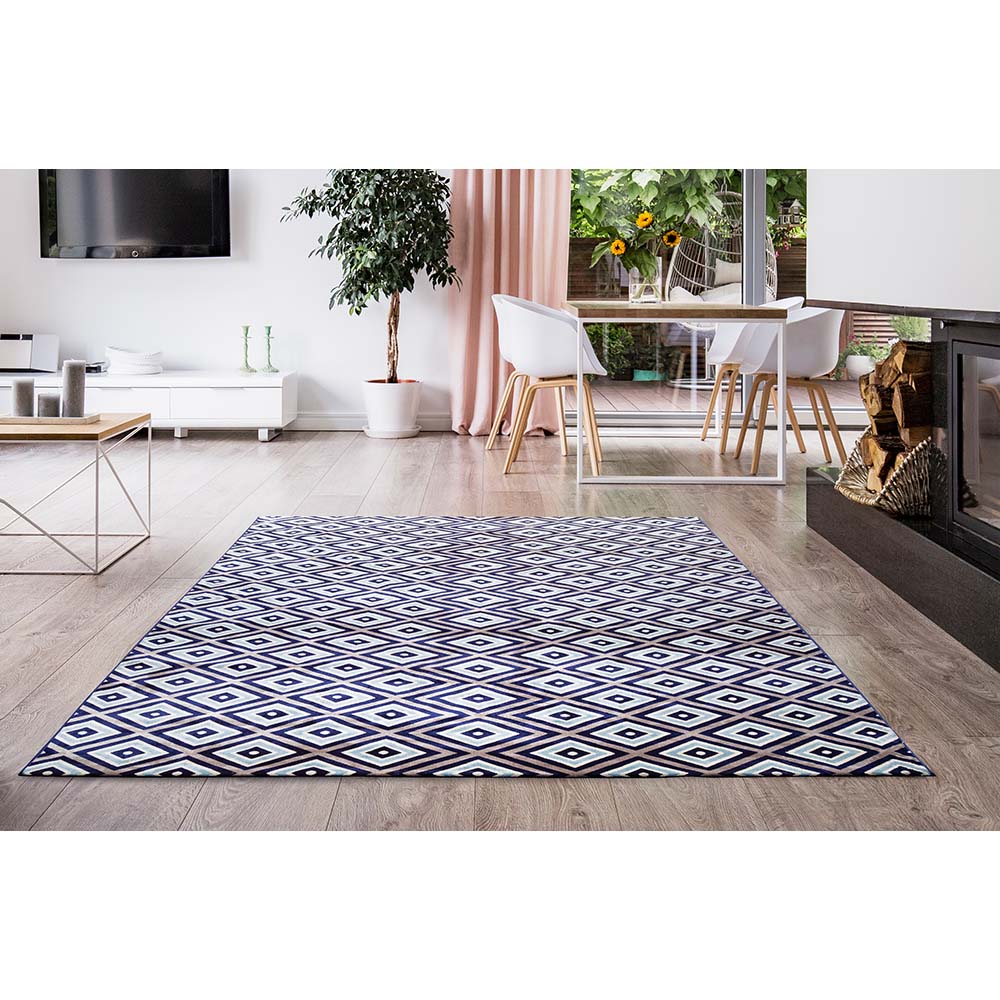 Tapete para Sala Belga Antuérpia 3 Azul-Bege 2,50X3,80M