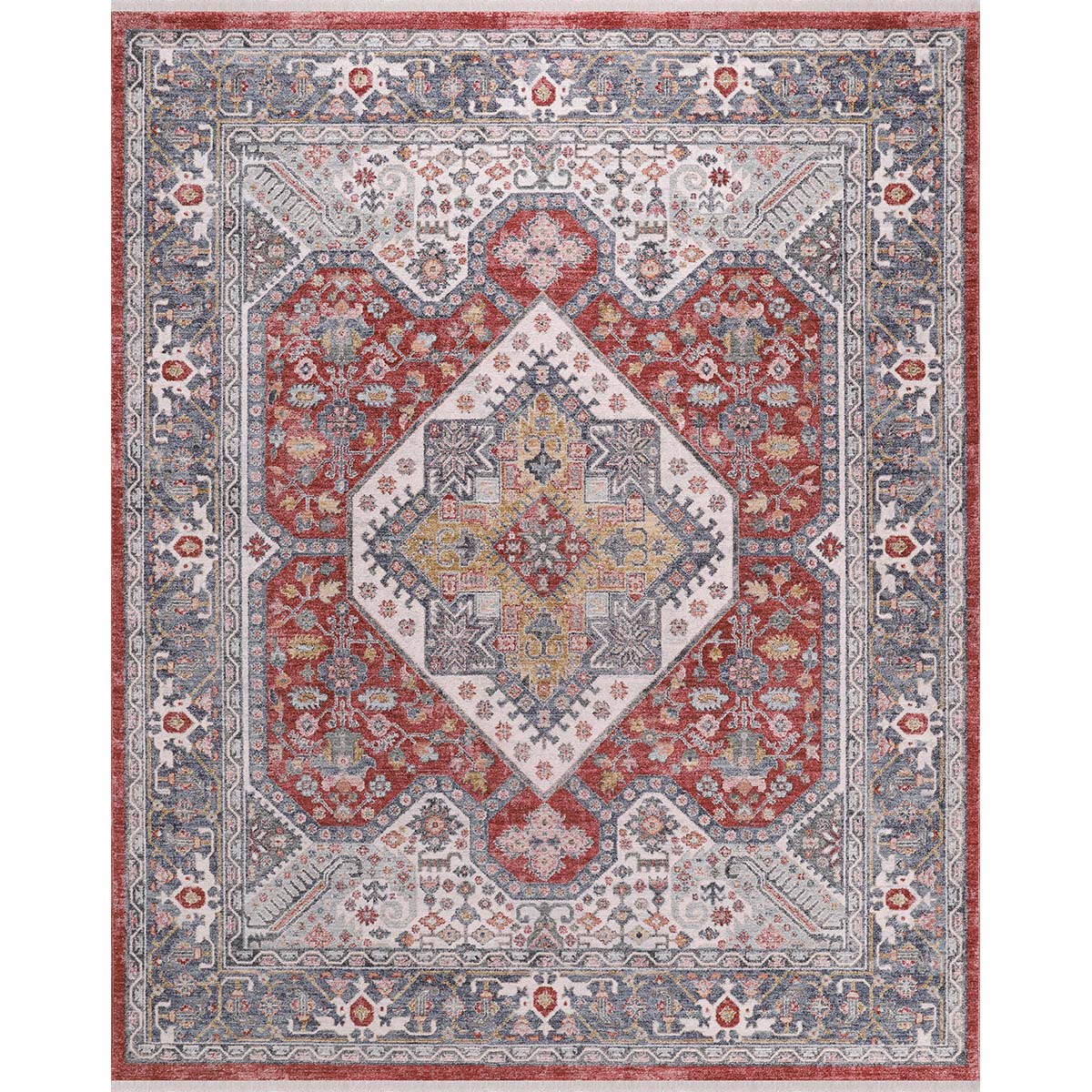 Tapete para Sala Coliseo 05 Cinza e Vermelho 2,50X3,10M