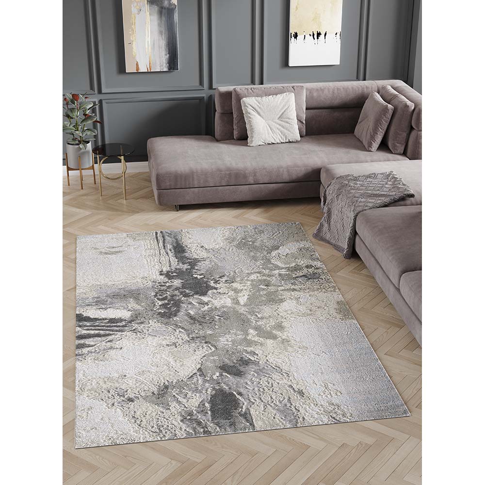Tapete para Sala Dixon 01 Preto-Bege-Cinza 2,00X2,50M