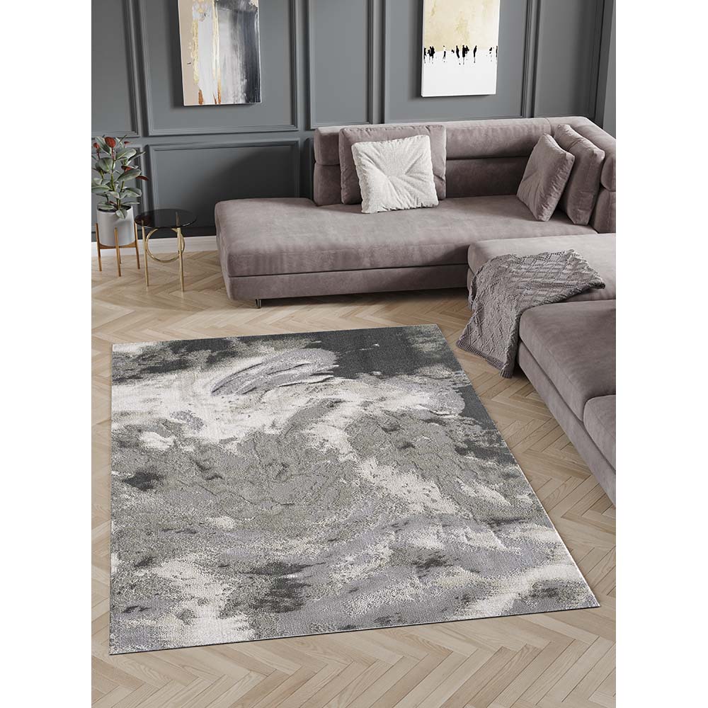 Tapete para Sala Dixon 02 Preto-Bege-Cinza 2,00X2,50M