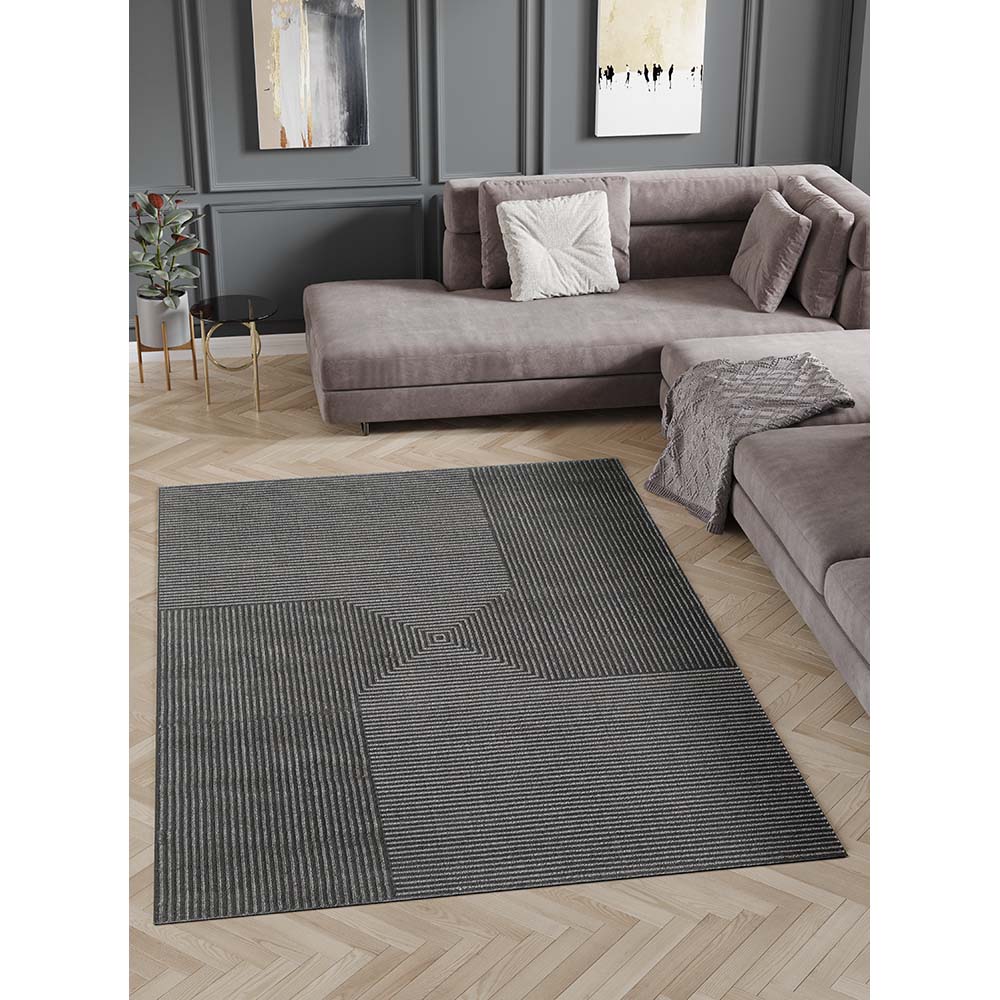 Tapete para Sala Dixon 06 Preto-Cinza 2,50X3,00M - Edantex