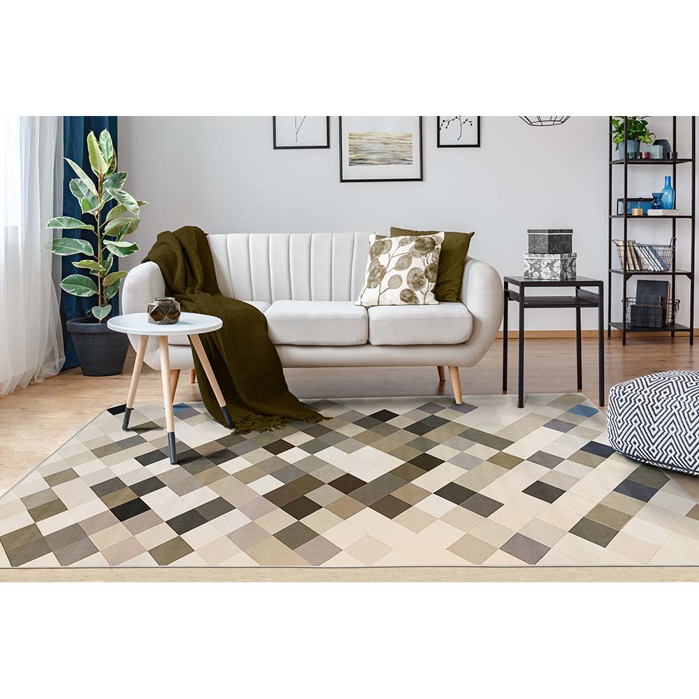 Tapete para Sala Geo Print 04 Bege 1,00X1,40M - Edantex