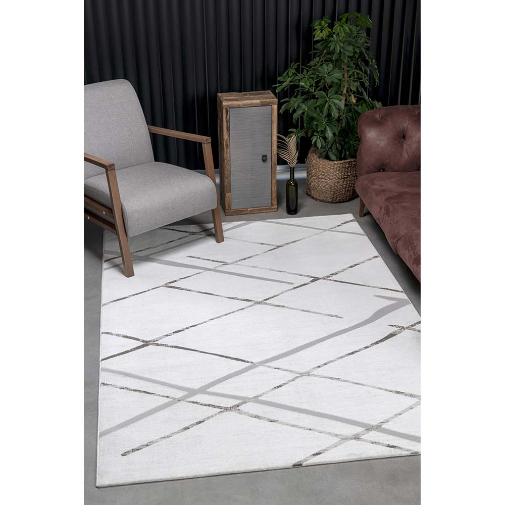 Tapete para Sala Sofia 06 bege e cinza 1,40X2,00M - Edantex