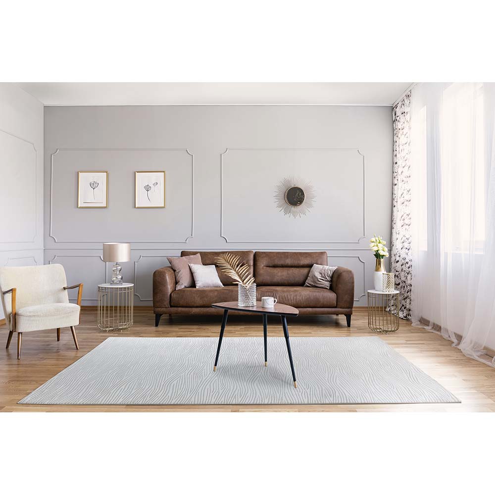 Tapete para Sala Sofisticato 05 Off White-Cinza 3,00X4,00M