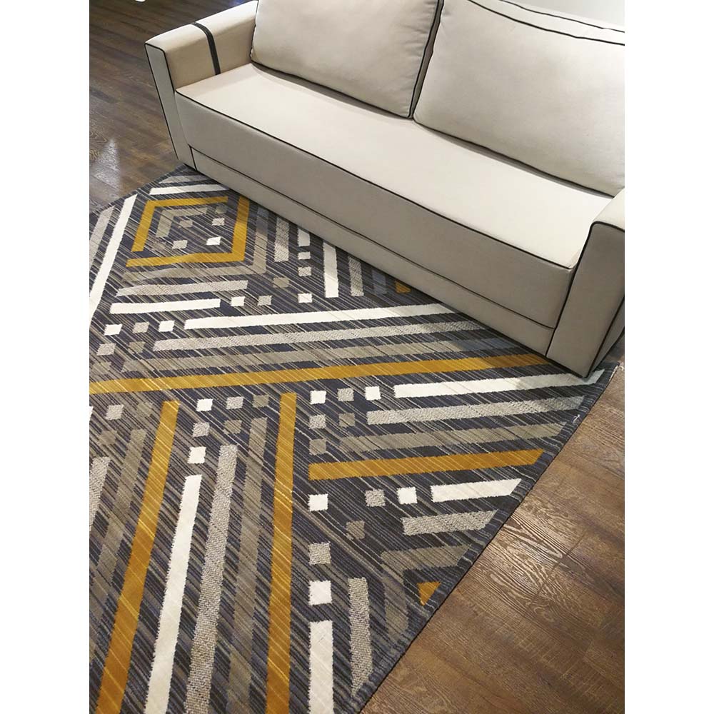 Tapete para sala Carter 04 Cinza-Bege-Amarelo 1,00X1,40M