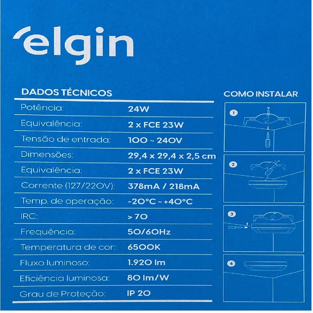 Painel Led 24W Sobrepor - Elgin