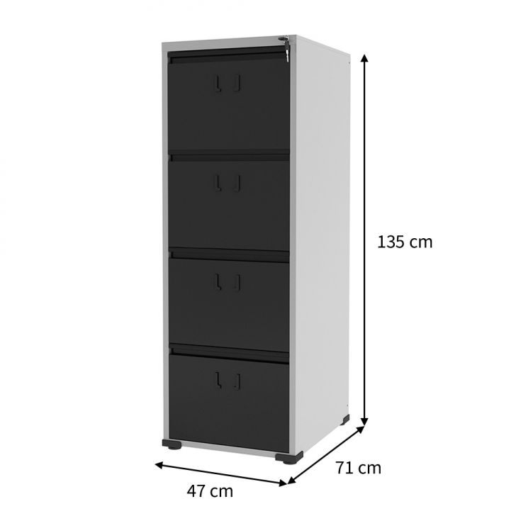 [OUTLET] Gaveteiro Stuart II 4 GV Cinza Cristal e Preto
