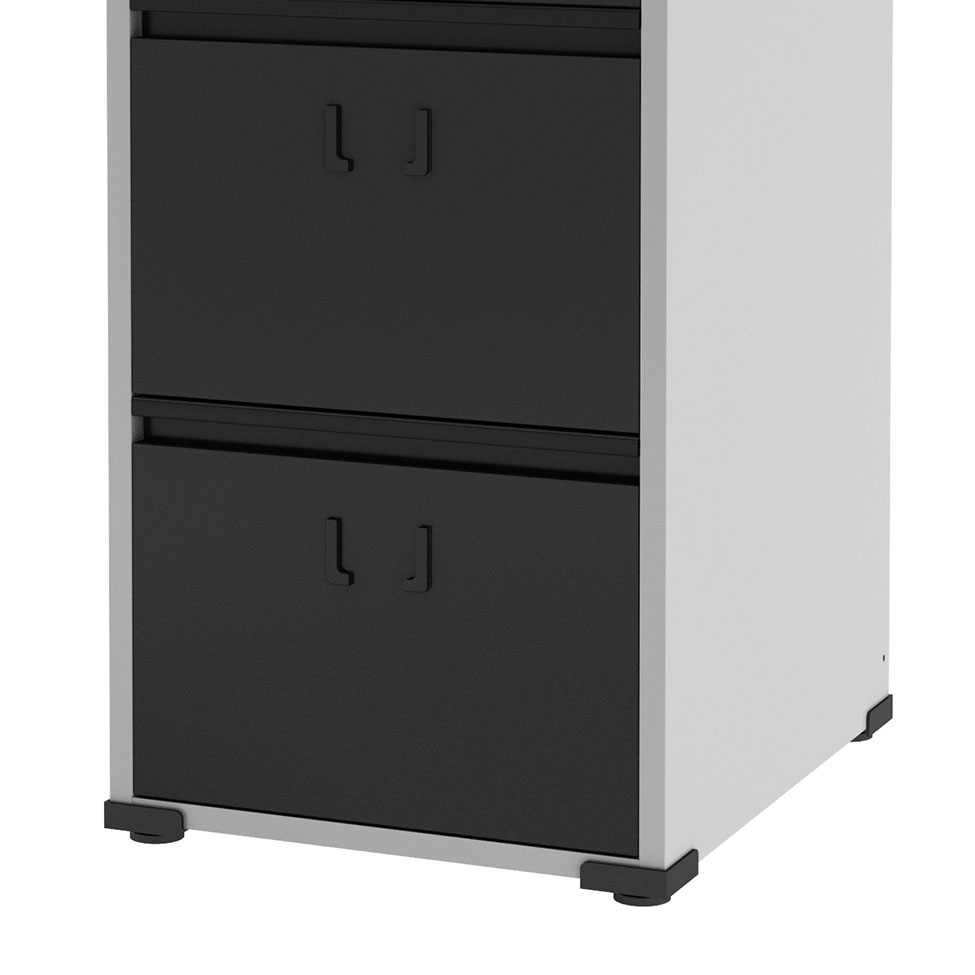 Gaveteiro Stuart II 4 GV Cinza Cristal e Preto
