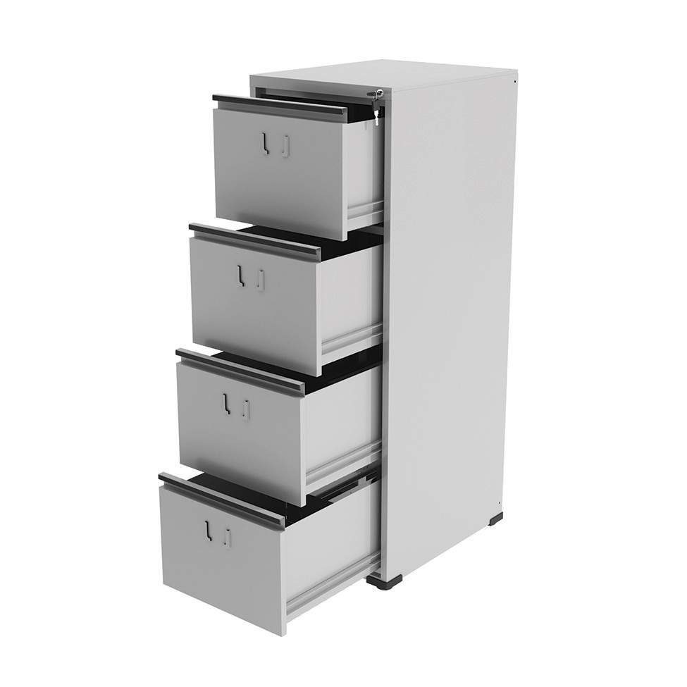 Gaveteiro Stuart II 4 GV Cinza Cristal e Preto