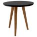 Mesa Lateral Redonda Vitória Pés de 50 cm em Madeira Maciça e Tampo MDF Preto