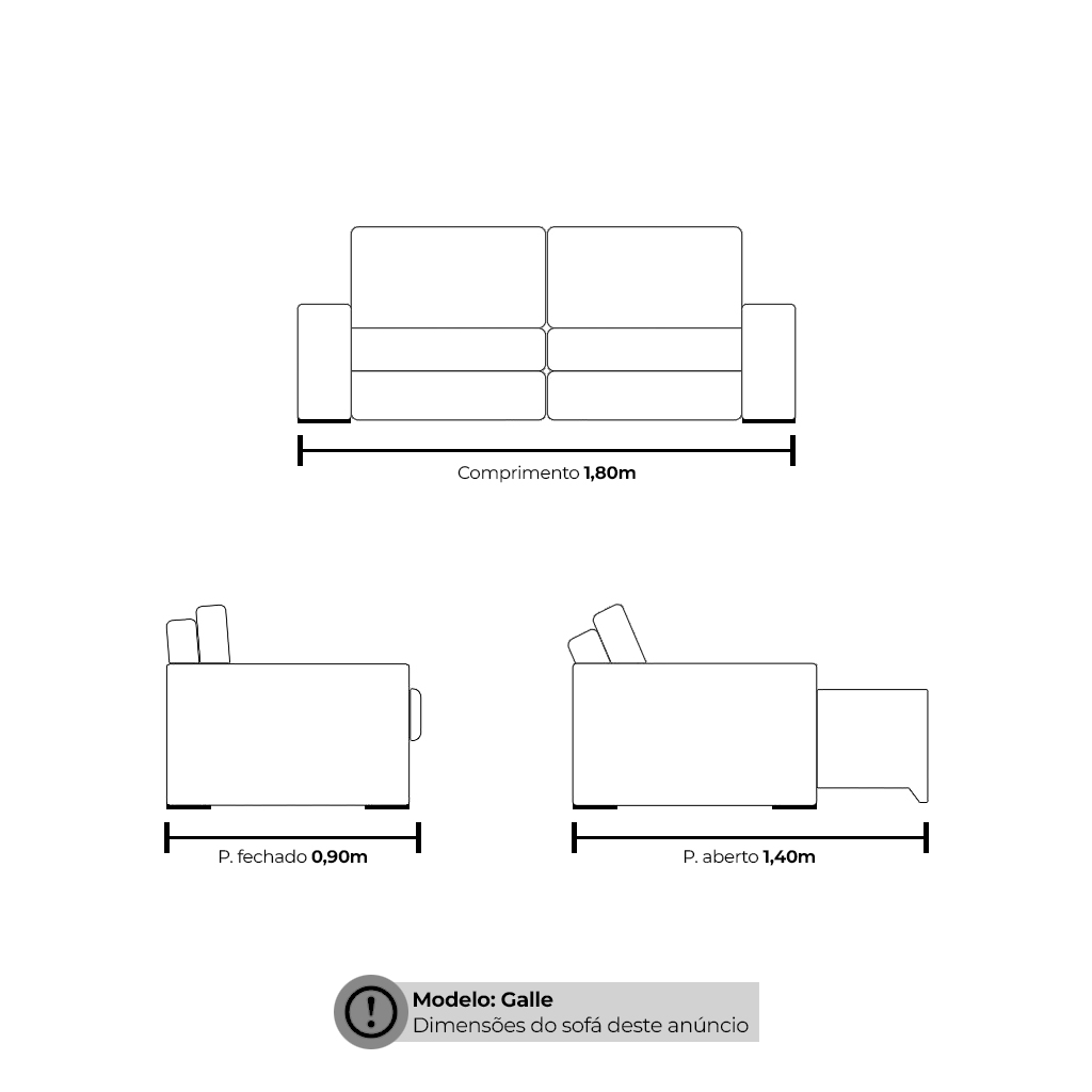 Sofá Galle 1,80m Velusoft Marrom - Emobiliar