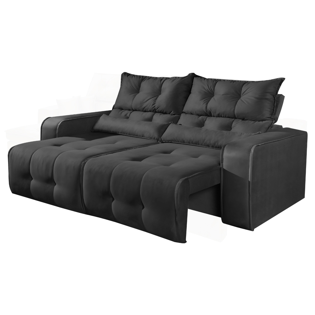 Sofá Galle 2,00m Velusoft Preto - Emobiliar