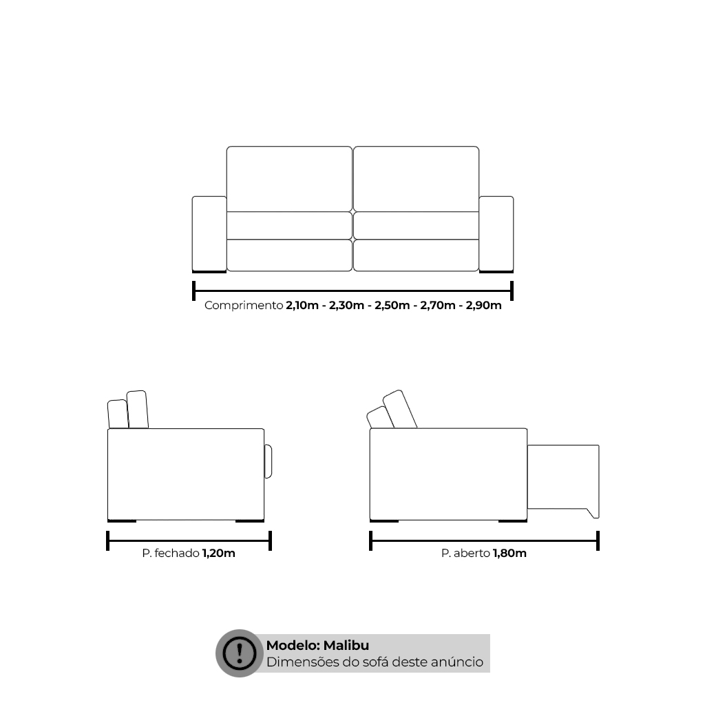 Sofá Madri 2,10m Velusoft Marrom - Emobiliar