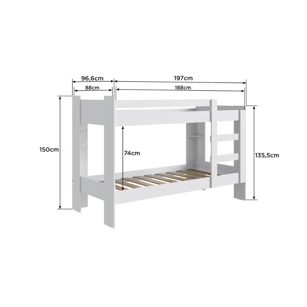 Cama Beliche 100% MDF com Pintura UV Branco Acetinado B63 Nova Móbile