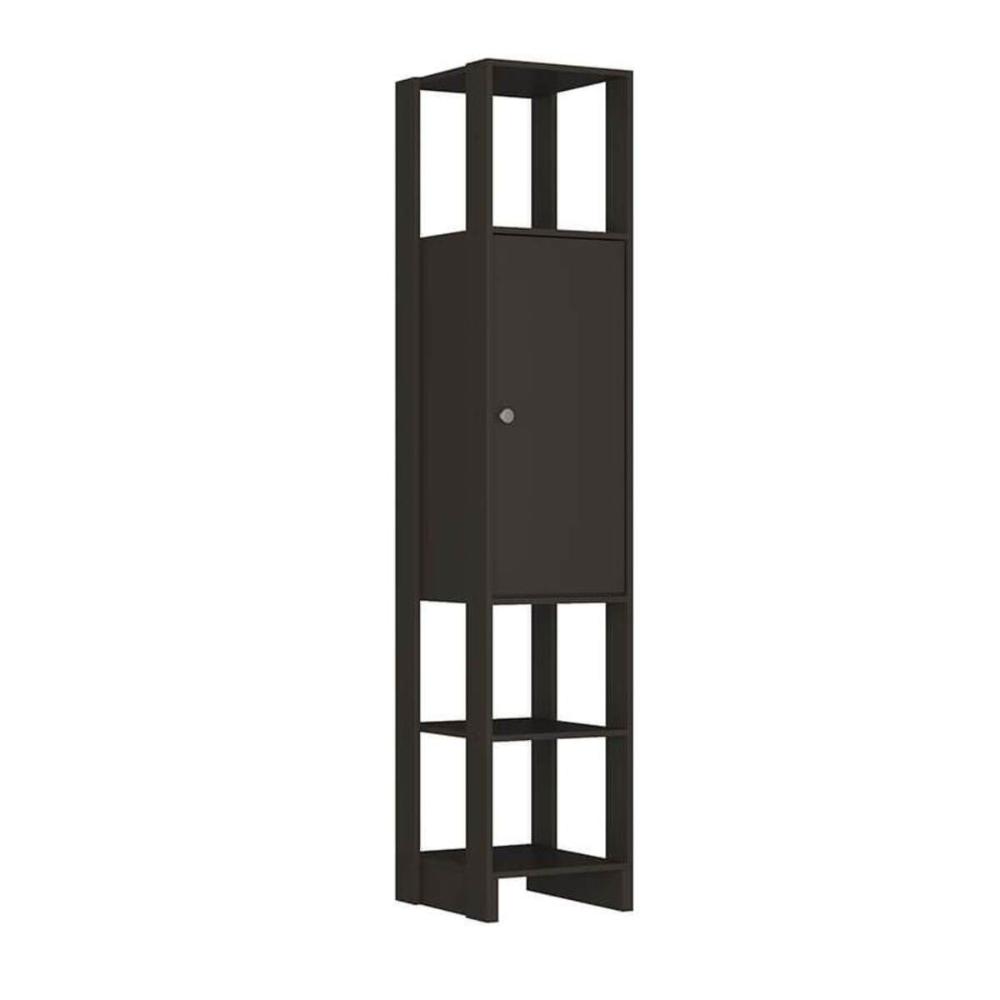 Closet com 1 Porta contendo 2 prateleias e 3 nichos externos Yes Nova Mobile Grafite Intenso