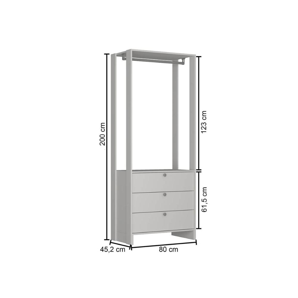 Closet com 1 cabideiro e 3 Gavetas Yes Nova Mobile Branco