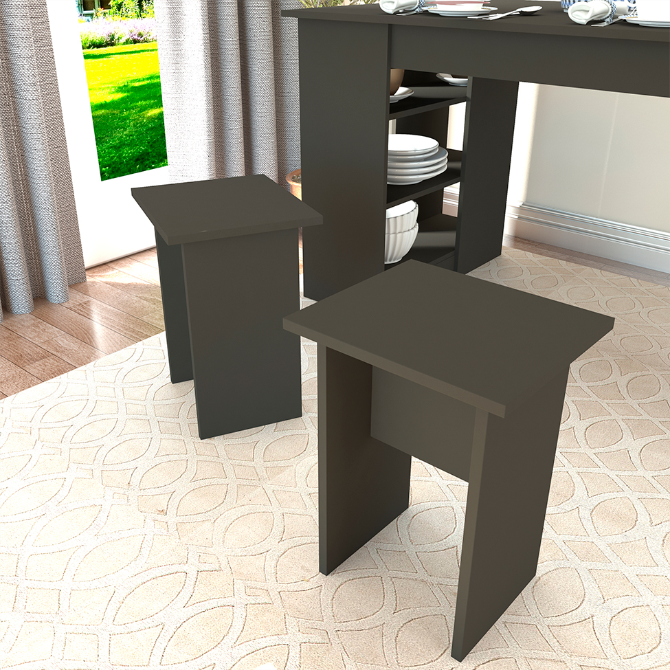 Conjunto com 2 Bancos Barry Preto