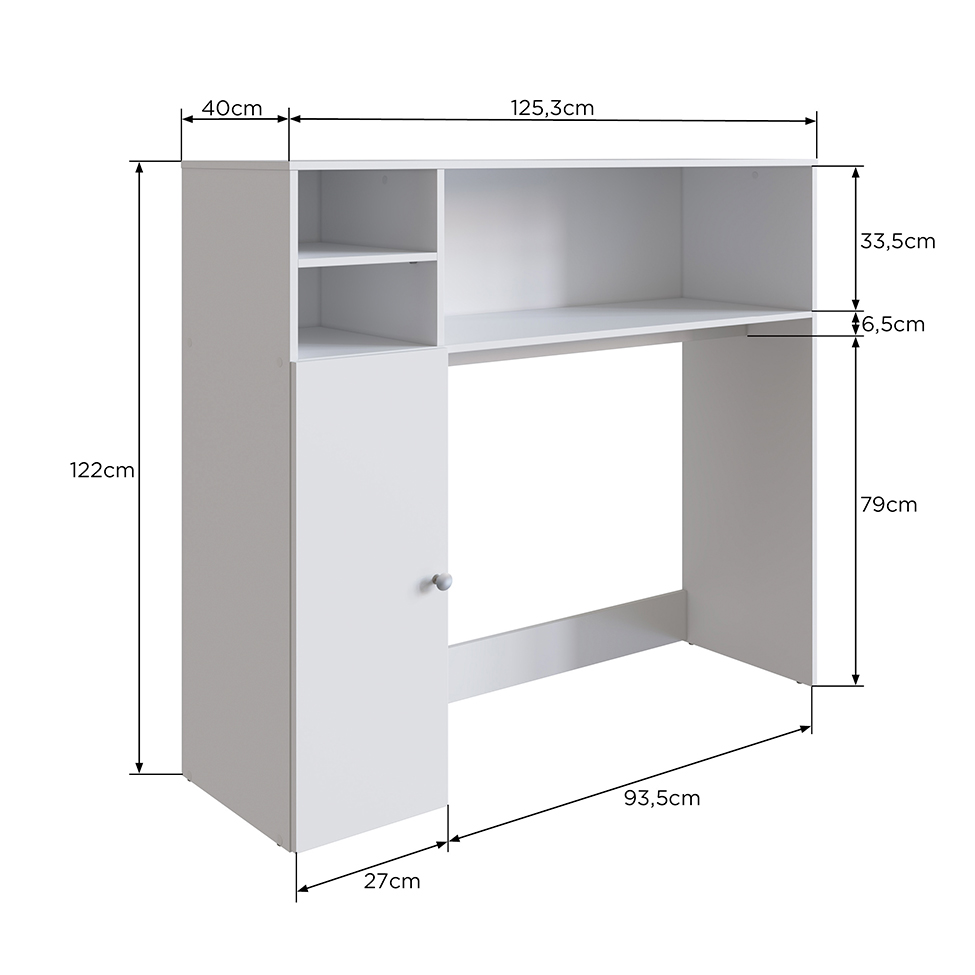Conjunto de Armário Multiuso com Mesa Dobrável Beto 3 PT Branco