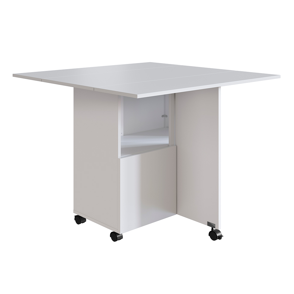 Conjunto de Armário Multiuso com Mesa Dobrável Beto 3 PT Branco