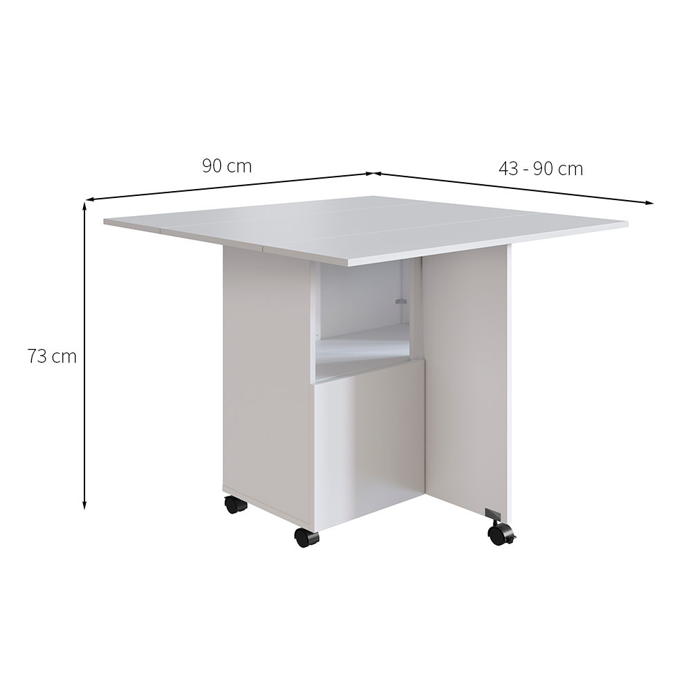 Conjunto de Armário Multiuso com Mesa Dobrável Beto 3 PT Branco