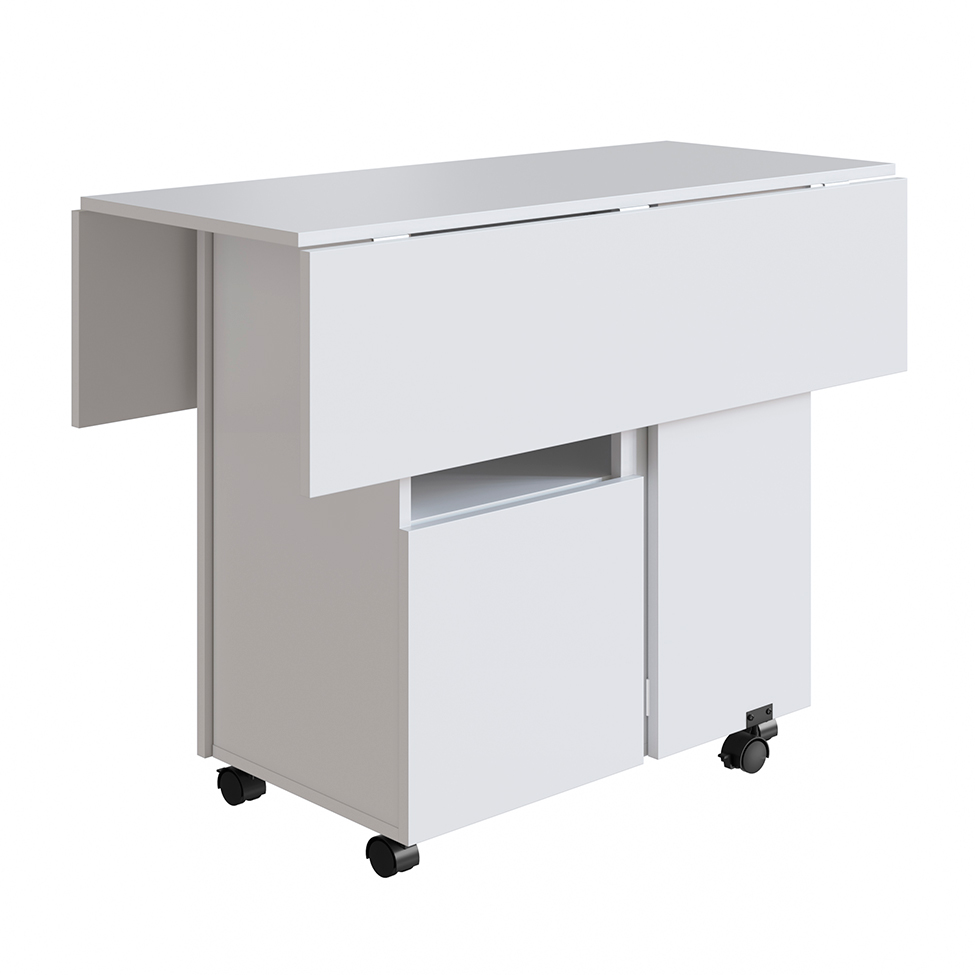 Conjunto de Armário Multiuso com Mesa Dobrável Beto 3 PT Branco