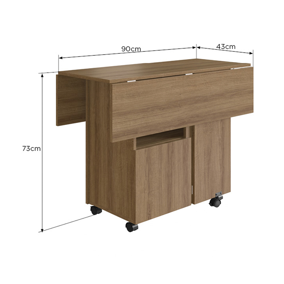 Conjunto de Armário Multiuso com Mesa Dobrável Beto 3 PT Mel
