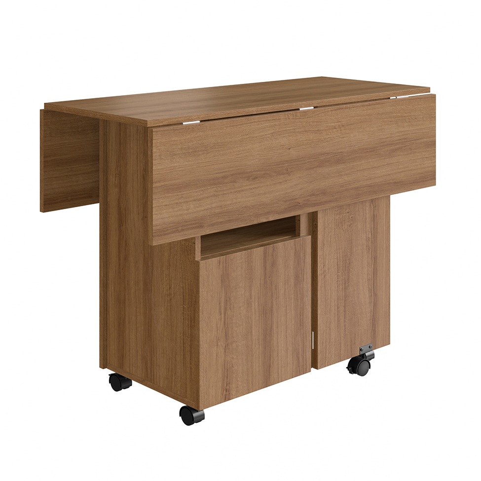 Conjunto de Armário Multiuso com Mesa Dobrável Beto 3 PT Mel