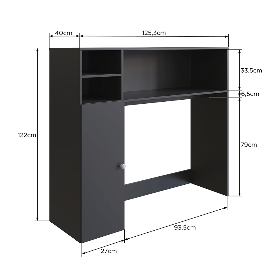 Conjunto de Armário Multiuso com Mesa Dobrável Beto 3 PT Preto
