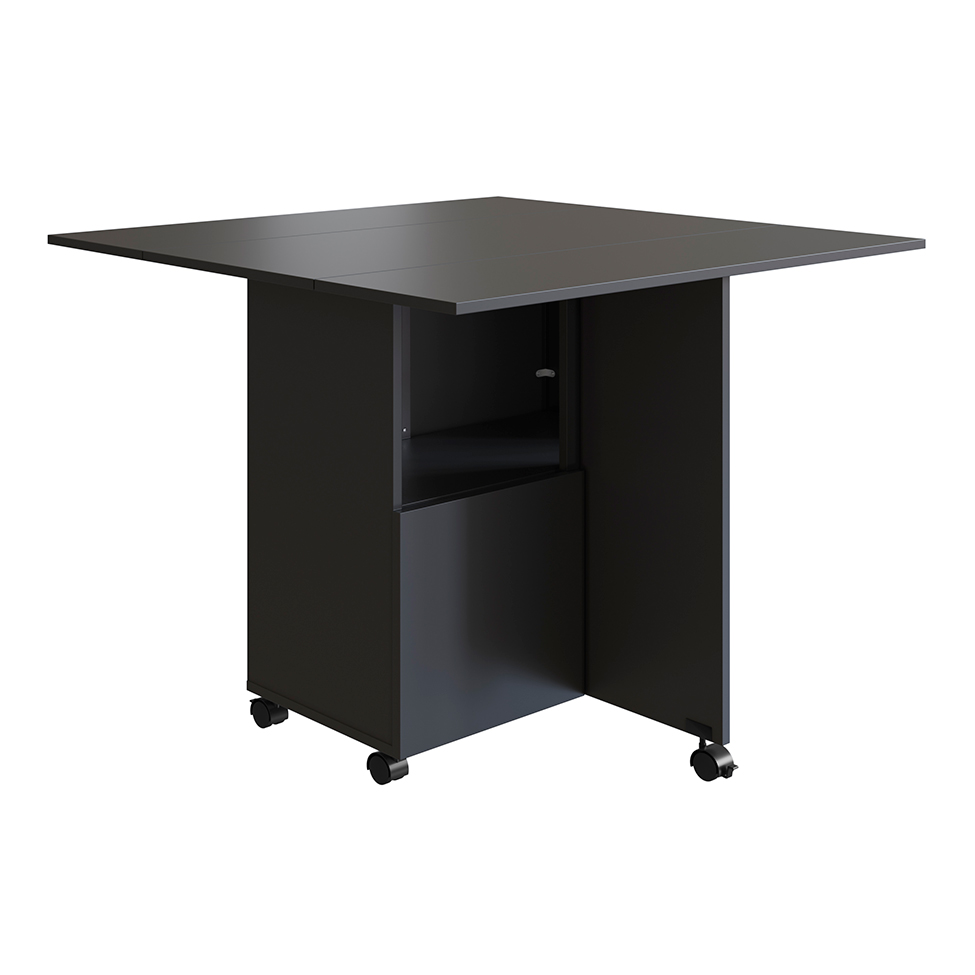 Conjunto de Armário Multiuso com Mesa Dobrável Beto 3 PT Preto