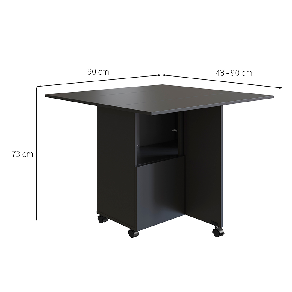 Conjunto de Armário Multiuso com Mesa Dobrável Beto 3 PT Preto