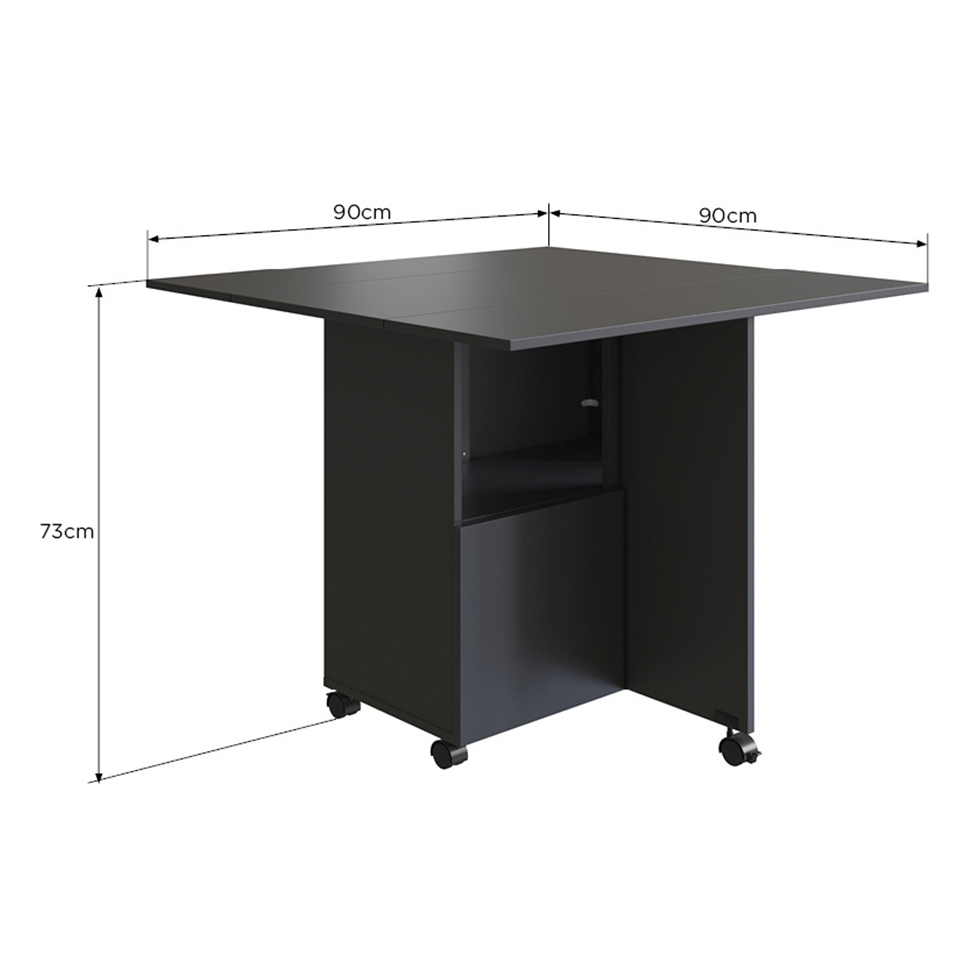 Conjunto de Armário Multiuso com Mesa Dobrável Beto 3 PT Preto