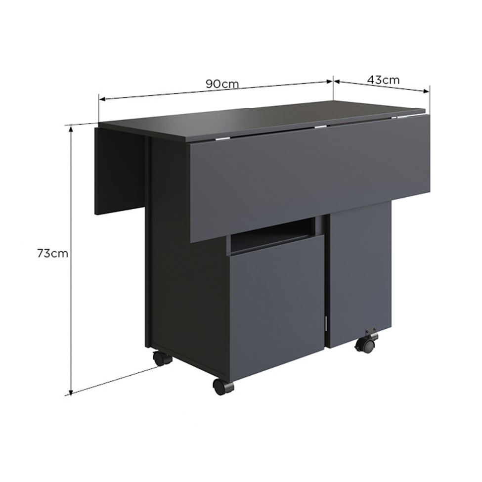 Conjunto de Armário Multiuso com Mesa Dobrável Beto 3 PT Preto