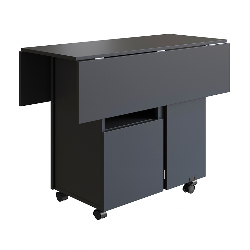 Conjunto de Armário Multiuso com Mesa Dobrável Beto 3 PT Preto
