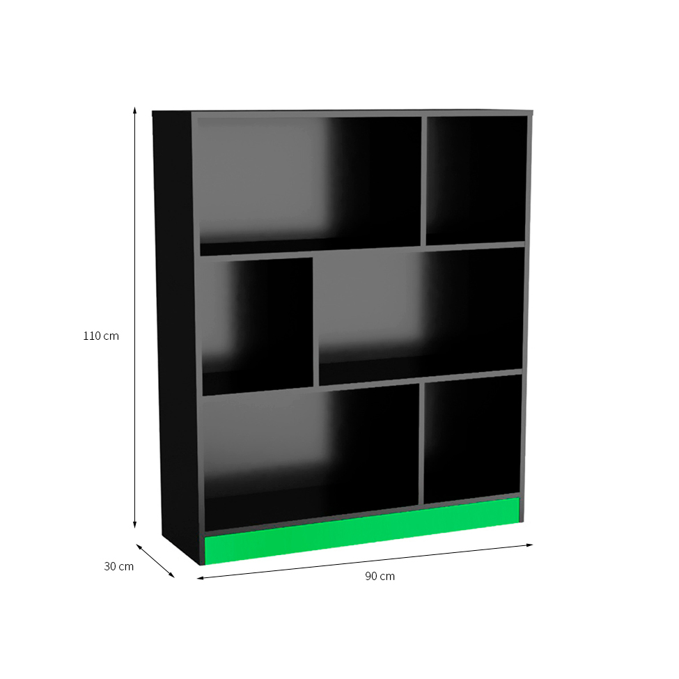 Conjunto de Mesa Gamer Hype com Estante de Escritório Darci Preto e Verde