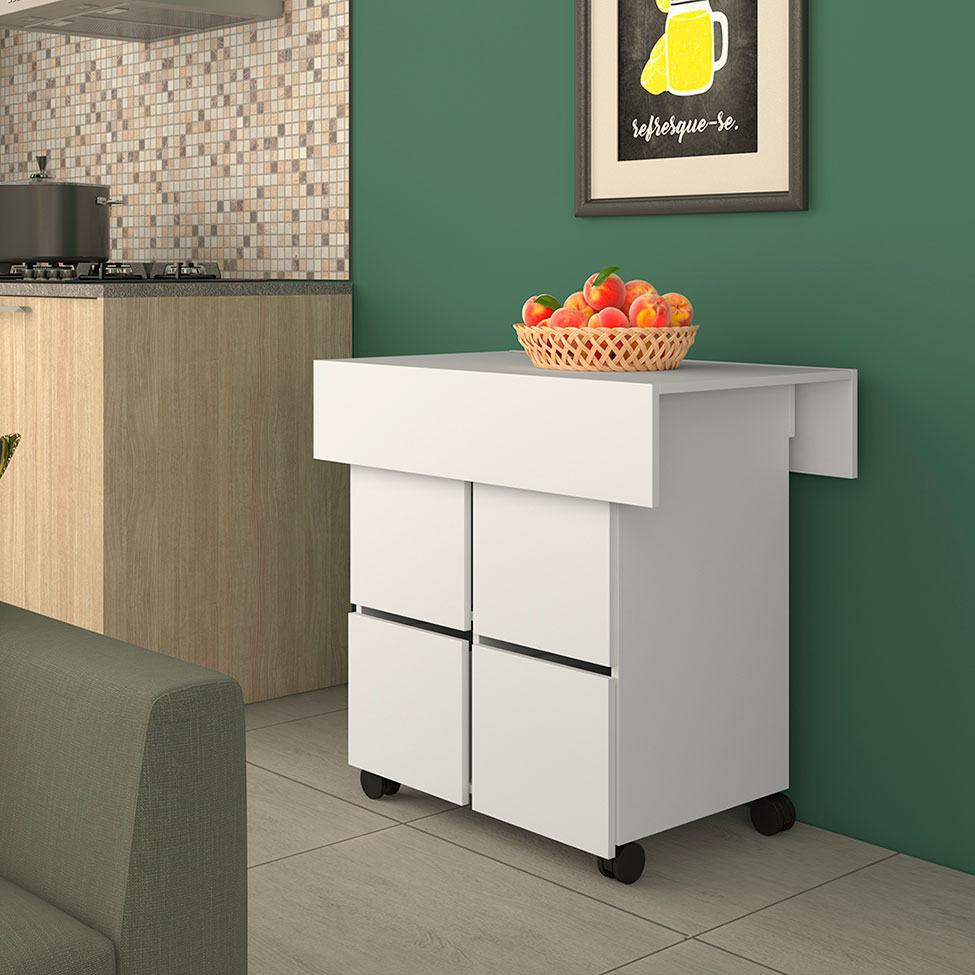 Conjunto de Mesa de Cozinha Dobrável 4 Lugares Balsamo Branco