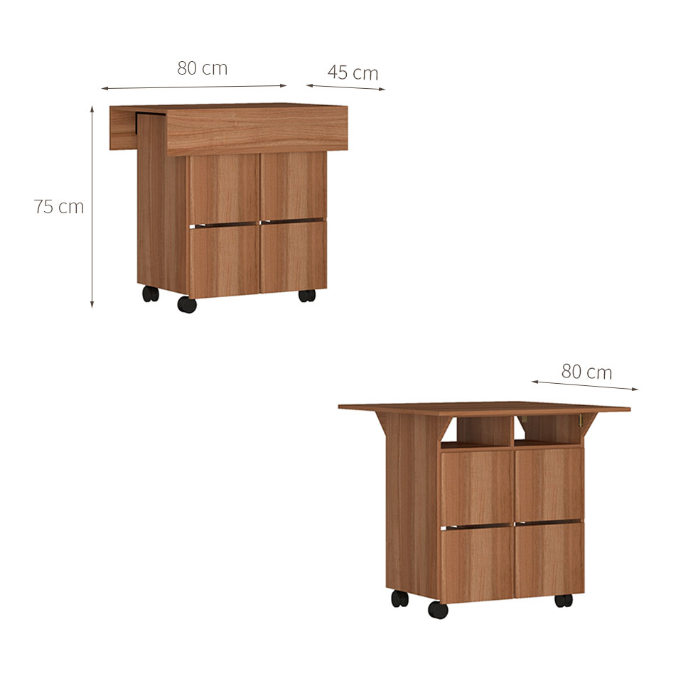 Conjunto de Mesa de Cozinha Dobrável 4 Lugares Balsamo Marrom