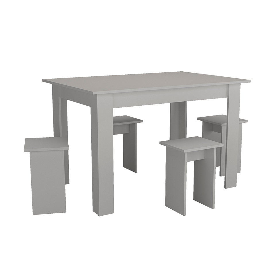 Conjunto de Mesa de Cozinha com 4 Bancos Regina Branco 120 cm