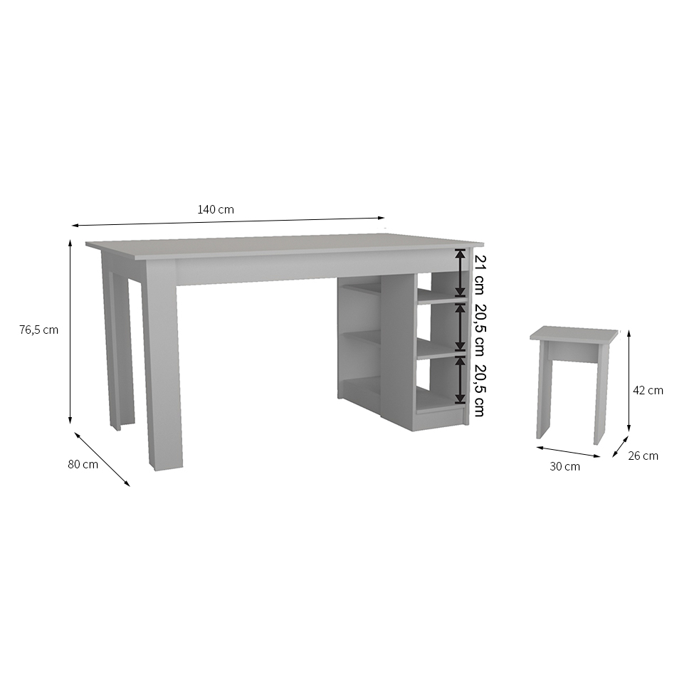 Conjunto de Mesa de Cozinha com 4 Bancos Regina Montana  140 cm