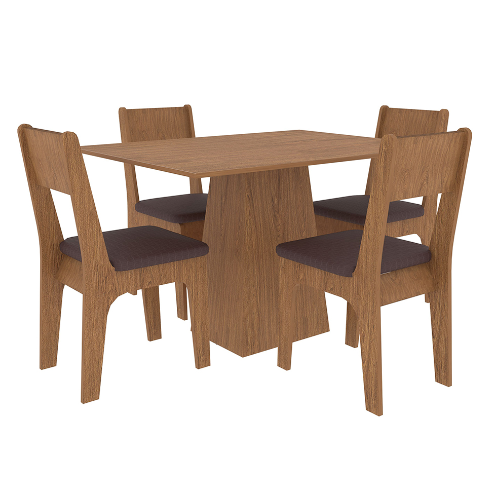 Conjunto de Mesa de Jantar Retangular com 4 Cadeiras Cairo Polipropileno Marrom e Freijó