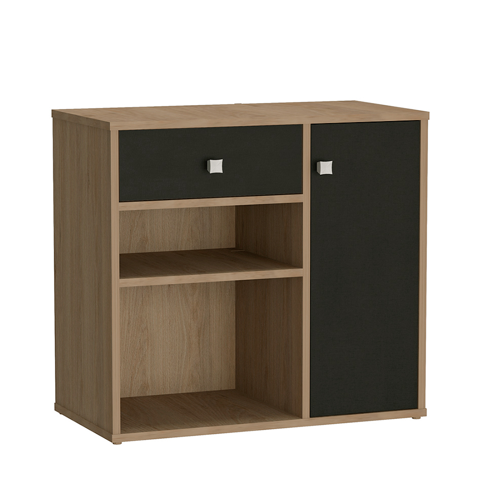 Conjunto de Mesa para Notebook Hype com Armário Ravena 1 PT 1 GV Mel e Preto